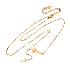 Ожерелья с крестом из нержавеющей стали 304 для женщин&nbsp;NJEW-Z065-05G