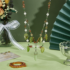 Ожерелья с подвесками в форме пули из натурального унакита&nbsp;NJEW-OC00004