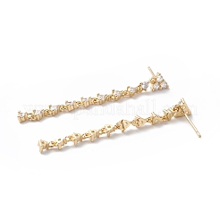 Серьги-гвоздики с треугольными подвесками из прозрачного кубического циркония&nbsp;EJEW-L261-004G