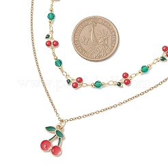 Подвеска из латуни с эмалью и красной вишней&nbsp;NJEW-JN05763
