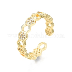 Прозрачное кубическое кольцо из циркония с шестигранной оберткой&nbsp;RJEW-N030-20