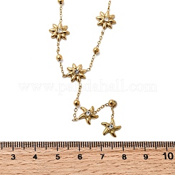 Цепочка Y для женщин из нержавеющей стали 304 с кристаллами и стразами в виде цветка и морской звезды&nbsp;LS-NJEW-G181-08G