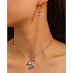 Комплекты из ожерелий и серег с подвесками в форме сердца и солнца из нержавеющей стали 304&nbsp;FS-WGE9EFA-02