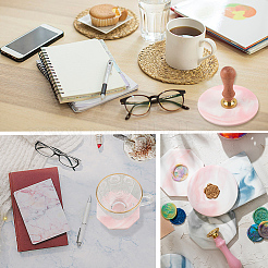 2 шт. 2-х стилевые фарфоровые подставки под чашки с мраморным узором&nbsp;AJEW-CP0009-18C