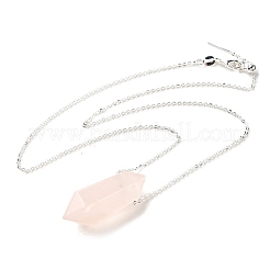 Натуральный розовый кварц двойной концевой заостренный граненый пуля подвеска ожерелье&nbsp;NJEW-C080-01P-01