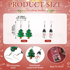 2 пара стеклянных подвесных серег в рождественском стиле в 2 стилях&nbsp;EJEW-TA00701