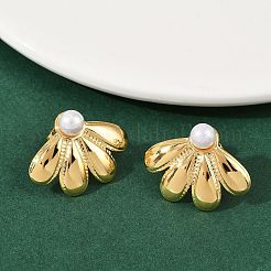 Серьги-гвоздики из АБС-пластика с жемчугом и нержавеющей сталью 304&nbsp;LS-STAS-D368-01D-G