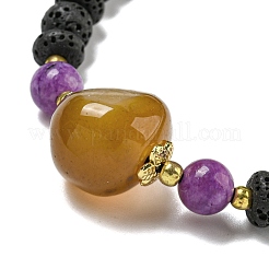 Браслеты из окрашенного натурального камня лавы с плетеными бусинами rondelle&nbsp;BJEW-Z026-01C