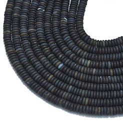 Нити бусин из натурального матового черного агата&nbsp;G-K389-C01-01