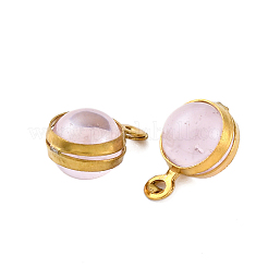 Круглые подвески из окрашенного натурального кварца из нержавеющей стали 304&nbsp;STAS-H235-01G-03