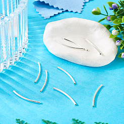 10шт изогнутая трубка 925 бусины из стерлингового серебра&nbsp;STER-TA0001-43B