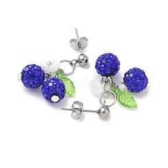 Серьги-гвоздики из нержавеющей стали 304 ручной работы из полимерной глины со стразами&nbsp;EJEW-JE06429-01