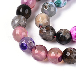 Нити окрашенных и нагретых натуральных агатовых бус с огненным кракелюром&nbsp;G-N359-01A-01