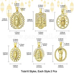 12 шт. 6 стиля латунные подвески с цирконием&nbsp;KK-CJ0002-19