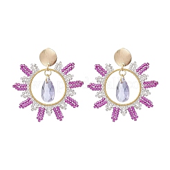 Серьги-гвоздики из латуни и стекла в форме капли&nbsp;EJEW-MZ00388-03