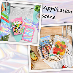 100 шт. прямоугольные пластиковые блестящие голографические пакеты с застежкой-молнией&nbsp;OPP-SP0001-03B