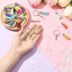 Наборы для самостоятельного изготовления акрилового брелока-подвески с кисточкой из искусственной замши&nbsp;DIY-CJ0002-68