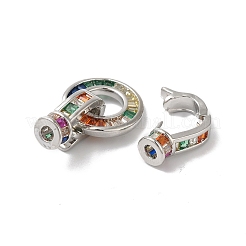 Покрытие стойки латунное микропаве цветной кубический цирконий складные застежки&nbsp;KK-A222-01B-01P