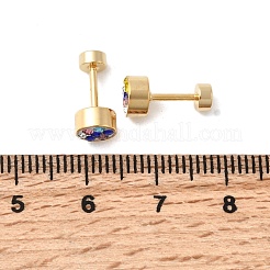 Плоские круглые серьги-гвоздики из нержавеющей стали 304&nbsp;EJEW-F396-03G-02