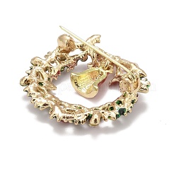 Красочный рождественский венок с колокольчиком и эмалевой булавкой со стразами&nbsp;JEWB-A004-07G