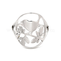 Не тускнеющее регулируемое кольцо в форме птицы из нержавеющей стали 304 для женщин&nbsp;RJEW-L107-034P