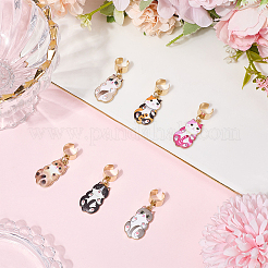 6 шт. подвеска в виде стетоскопа в виде кота из двухцветного сплава с эмалью&nbsp;HJEW-SP0001-39