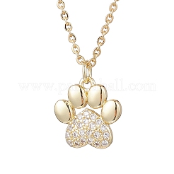 Подвеска с отпечатком собачьей лапы из латуни с микропрозрачным паве из кубических цирконий&nbsp;NJEW-JN05411
