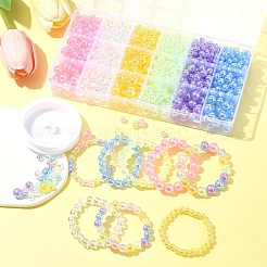 Наборы для изготовления браслетов из круглых прозрачных акриловых бусин своими руками&nbsp;DIY-FS0008-17