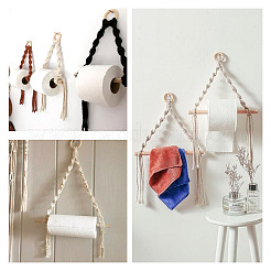 3 шт. 3 стиля ручной работы из хлопка с полиэстеровой веревкой и деревянным держателем для туалетной бумаги&nbsp;HJEW-CF0001-10