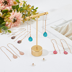 6 пара двухцветных сережек-капель из смолы&nbsp;EJEW-AN0001-21