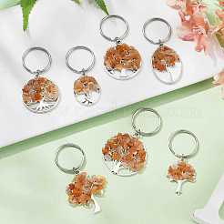 Брелок-подвеска из натурального красного авантюрина и сплава «Древо жизни»&nbsp;KEYC-JKC00648-01