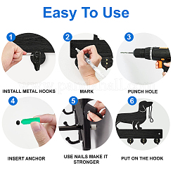 Настенные вешалки из дерева и железа&nbsp;HJEW-WH0055-037