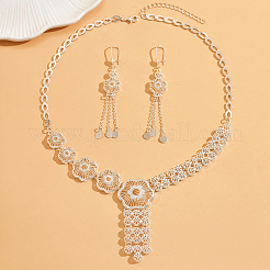 Элегантные комплекты из серег и ожерелий с кисточками из полого цветка из сплава для женщин&nbsp;RI3755