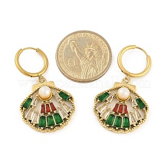 Серьги-кольца из нержавеющей стали 304 с ионным покрытием (IP) и микропаве из кубического циркония&nbsp;EJEW-A119-07G