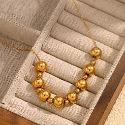 Женские ожерелья из круглых бусин из нержавеющей стали&nbsp;UA9365-1