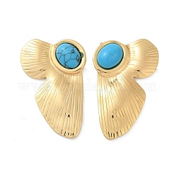 Серьги-гвоздики из нержавеющей стали 304 с синтетической бирюзой для женщин&nbsp;EJEW-U046-16G