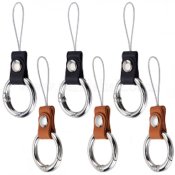 6 шт. 2-цветные кольца для мобильного телефона из цинкового сплава и кожи&nbsp;AJEW-GF0012-81