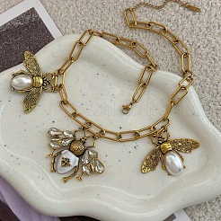 Кулон в виде пчел из сплава с кристаллами и стразами&nbsp;FS-WGD3FB1-01