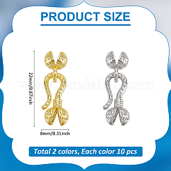 20 шт. 2-х цветные латунные застежки-крючки и S-образные застежки&nbsp;KK-ME0002-92