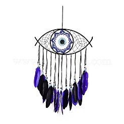 Железная тканая паутина/сетка с подвесками из перьев&nbsp;LS-AJEW-B016-07A