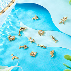 12 шт. 12 стиля подвески из латуни с микропаве из кубического циркония на тему океана&nbsp;KK-TA0003-33