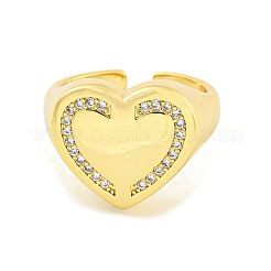 Открытая манжета из латуни с микропаве из прозрачного кубического циркония для женщин&nbsp;RJEW-M173-02C-G