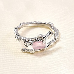 Овальные латунные манжеты-кольца кошачий глаз для женщин&nbsp;RJEW-U042-01P-02