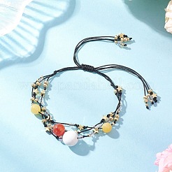 Многорядные регулируемые браслеты из натурального белого нефрита&nbsp;BJEW-MZ00238-01