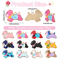 24шт 12 цвета подвески из цинкового сплава с эмалью&nbsp;ENAM-SC0007-28