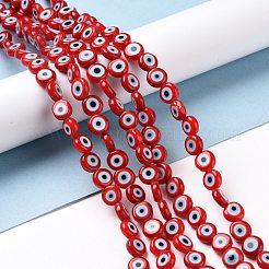 Ручной сглаза Lampwork плоские круглые пряди шарик&nbsp;X-LAMP-L058-6mm-17