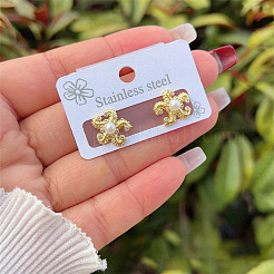 Комплекты украшений из латуни с микропаве из прозрачных кубических цирконий и искусственного жемчуга&nbsp;FS-WG880D6-01