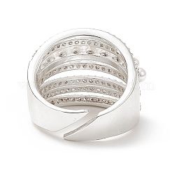 Регулируемые латунные кольца микро манжеты из прозрачного циркония&nbsp;RJEW-L098-001P