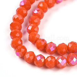 Гальванизировать непрозрачные сплошной цвет стеклянные бусы пряди&nbsp;X-EGLA-A044-P6mm-L03-1