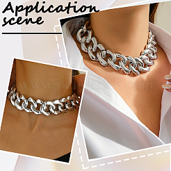 1 шт. алюминиевая толстая кубинская цепочка-чокер ожерелья для женщин&nbsp;NJEW-SP0001-11P